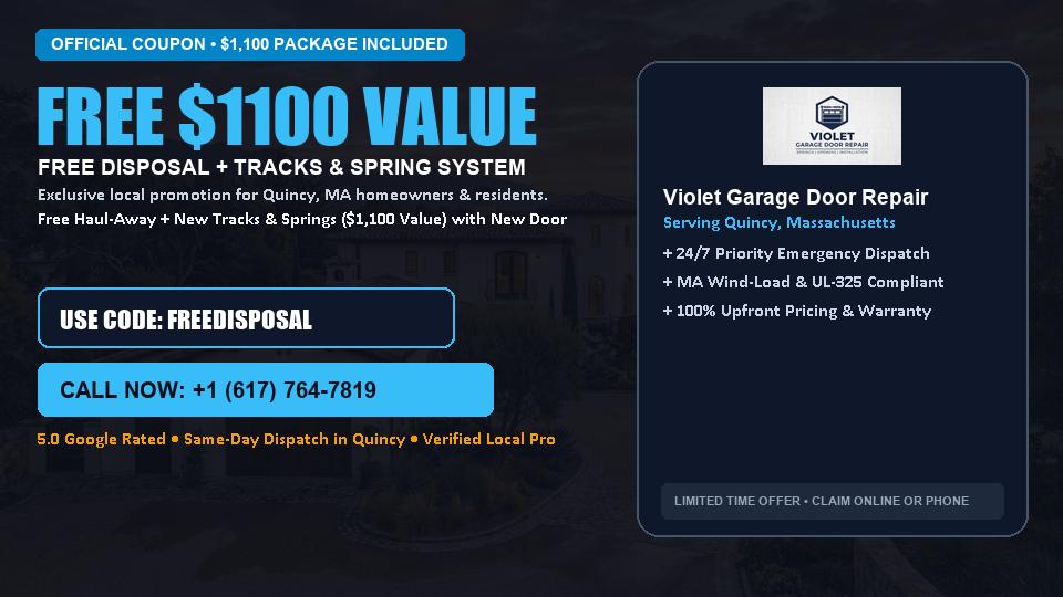 FREE Old Door Haul-Away & Heavy-Duty Tracks in Quincy, MA - Violet Garage Door Repair